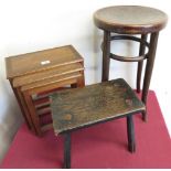 19th C country made elm rectangular stool on faceted out-splayed legs.(W35cm x D22cm x H28cm), a