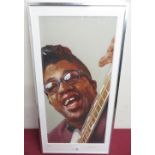 Sebastian Kruger, Bo Diddley, limited edition print no 3/99, signed in pencil, (60cm x 30cm)
