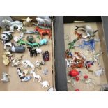 Collection of glass animals, majority dogs including horses, pigs, a seal other ceramic animals (2