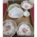Schumann Arzberg: pair of comports and two dishes decorated with foliage within pierced borders, and