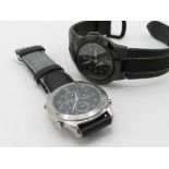 Junghans chronograph quartz wristwatch, stainless steel case on canvas and leather strap. Case