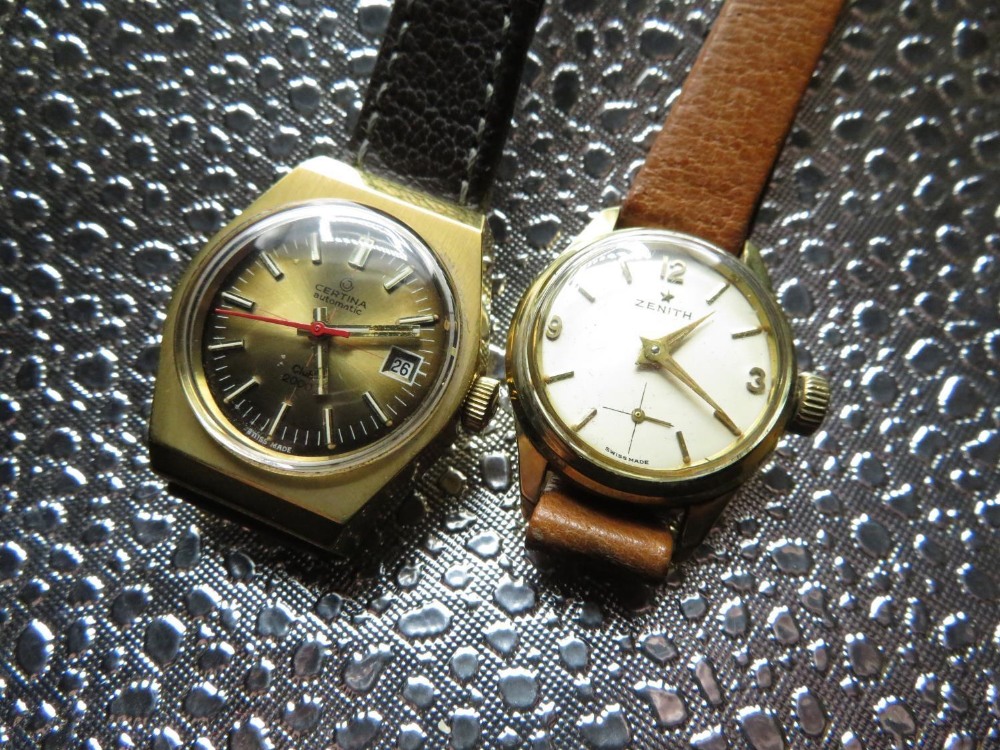 Certina club 2000 lady's automatic wristwatch with date. Hexagonal gold-plated case on leather - Image 2 of 2