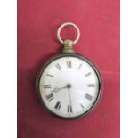 Victorian silver pair cased pocket watch, gilt movement with engraved and pierced balance cock, case