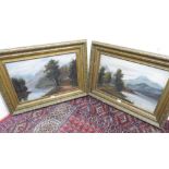 C. August (early 20th C): Pair of Scottish lochside landscapes, oils on canvas, signed (61cm x 81cm)