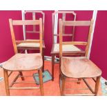 Pair of Edwardian mahogany cane seat bedroom chairs with inlaid splats, and a pair of Victorian