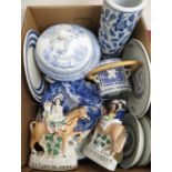 Pair of Victorian Staffordshire figures, "Going to Market" and "Returning Home", one A/F, a