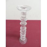 Finland art glass candle stick, engraved 'TS' to the base. (H32cm)