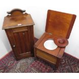 Victorian mahogany single door bedside cabinet (W38cm x D32cm x H84cm), a Victorian mahogany commode