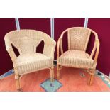 Two canework conservatory chairs.