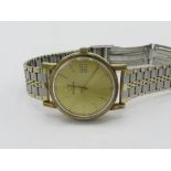 Eterna automatic wristwatch with date, gold plated case on later bimetallic bracelet, case back