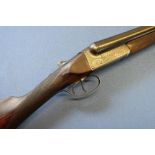 Clabrough & Johnstone 12 bore side by side ejector shotgun with 29 inch barrels, choke 1/4 & 3/4,