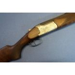 Lanber 12B over and under single trigger ejector shotgun, with 26 inch barrels, 14 inch stock,