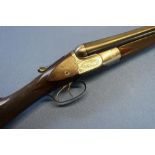 W. W. Greener G1 12B side by side ejector shotgun, with bar in action and patent side safety, with