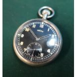 Military issue pocket watch by Recta with broad arrow mark to the back stamped G.S.B.P, serial no.