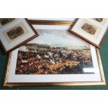 Selection of various framed military prints, pair of Victorian scrap work style gallantry prints,