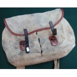 Canvas and leather trimmed Brady game type bag with twin side pouches
