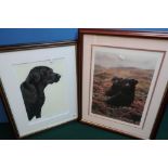 Framed and mounted limited edition Nigel Hemming print of a black labrador portrait signed by the