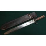 Military heavy bladed machete type Austrian side arm stamped with crest to the 15.5 inch blade