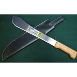 As new Tramontina Brazilian machete with two piece wooden grips and sheath