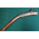 Fijian type carved heavy hard wood club, with shaped head (overall length approx 184cm)