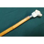 Craftsman made shepherds style stick with a golden labrador finial with a spike and velvet top cover