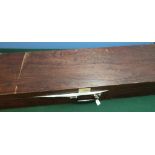 Wooden rifle box with hinged top and moulded foam interior (length 122cm)