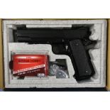 Boxed as new KWL 1911 model BB .177 air pistol, serial no. 21226085