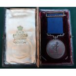 Cased bronze life saving medal awarded to William T. Morgan, May 20.1907