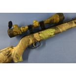 Gamo .22 break barrel air rifle with sound moderated barrel and woodland camoflague synthetic