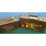 Metal ammo tin and a metal & wooden 7.62 ammo case (2)