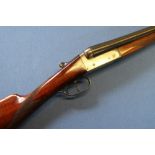 Master 12 bore Spanish side by side shotgun with 27 1/2 inch barrels and 14 1/4 inch straight