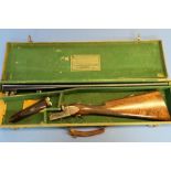 Cased J Wilson and Son of York 12 bore side by side boxlock ejector shotgun, 28" barrels, choke