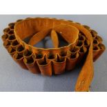 Tan leather double row 12B shotgun cartridge belt