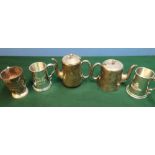 selection of silver plated regimental silverware including army tankards, Royal Artillery mess