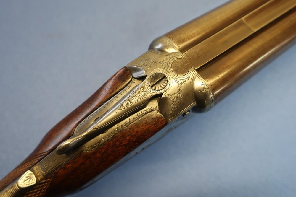 Cased Watson & Hancock 20B side by side side plated shotgun with 28 inch Damascus barrels, choke CYC - Image 4 of 4
