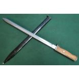 Swiss bayonet with 14.5 inch blade with single fuller various stamps and marks to the blade and