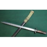 Enfield 1907 bayonet with 17 inch blade stamped with crayoned VR Wilkinson 1907 complete with