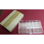 Hunersdorll clear plastic multi compartment fishing tackle boxes, boxed as new
