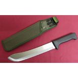 J Adams of Sheffield butchers/machete type knife with 10 inch blade and sheath