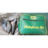 Quantity of various assorted full body and half body pigeon decoys, with sports bag