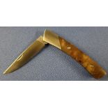 Boxed as new buck single bladed pocket knife with burr wood grips