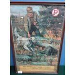 Framed and mounted cartridge advertising poster for The Peters Cartridge Company Cincinnati USA,