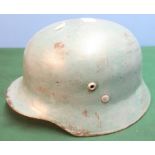 WWII period Hungarian steel helmet complete with leather liner in blue/grey finish, complete with