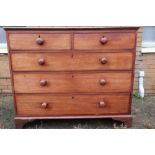 Victorian mahogany chest of two short above three long drawers on raised bracket supports W125cm