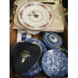 Copeland Spode Italian garden blue and white table ware, matching table linen and a selection of