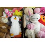 Large collection of soft toys including teddy bears, penguins, Beanie bears, etc. (5 boxes)