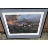 Framed and mounted print "The Dam busters" by Robert Taylor, signed by the artist (53cm x 63cm)