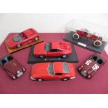 Various Hot Wheels and other 1:18 scale diecast model Ferrari's including vintage (6)