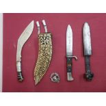Third Reich Hitler youth knife, blade stamped RZ7/66, with textured handle (af) in steel scabbard,