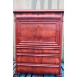 Victorian mahogany combination chest and writing cabinet above a single friese drawer, full front